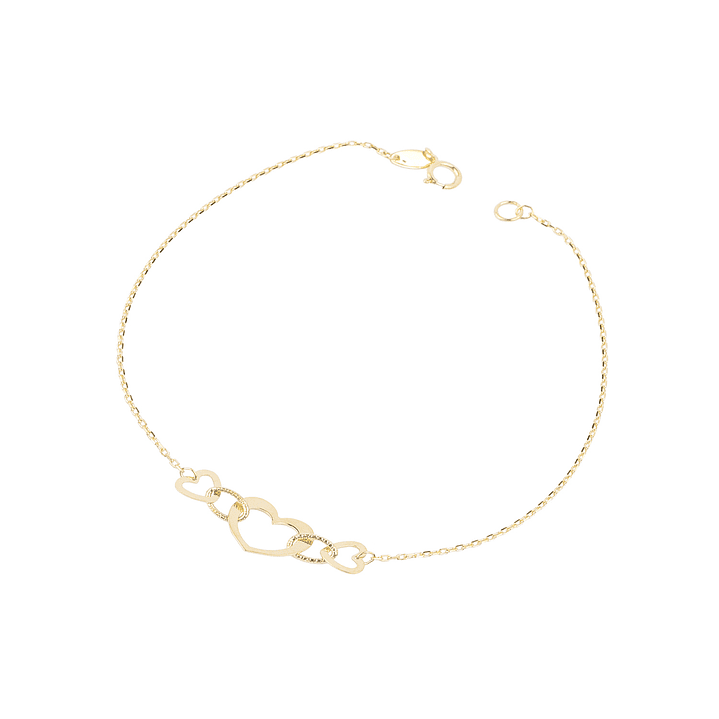 Pulsera de Oro 18kt Triple Corazon 1