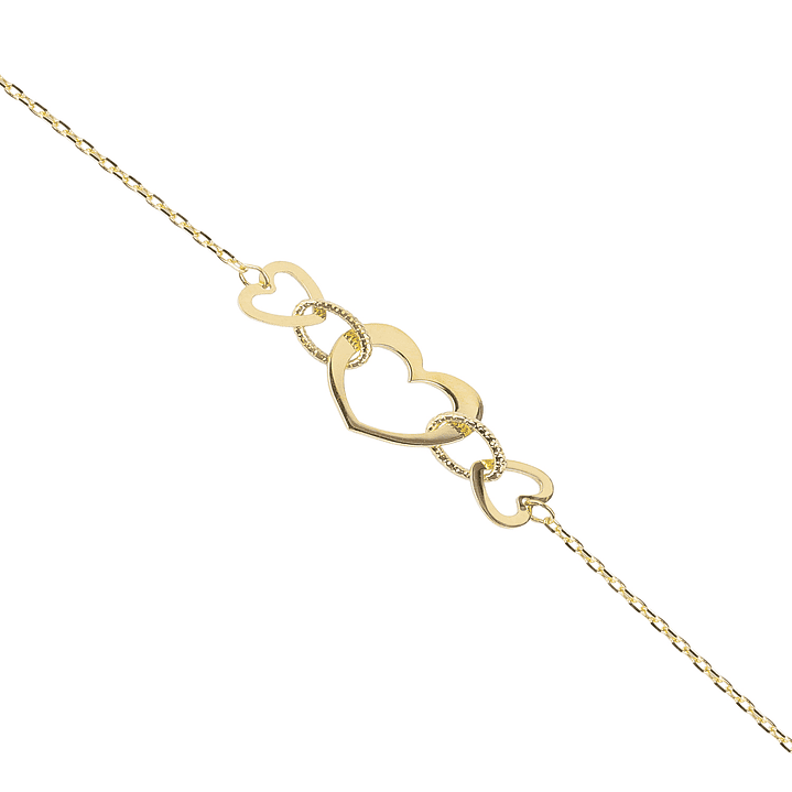 Pulsera de Oro 18kt Triple Corazon 2