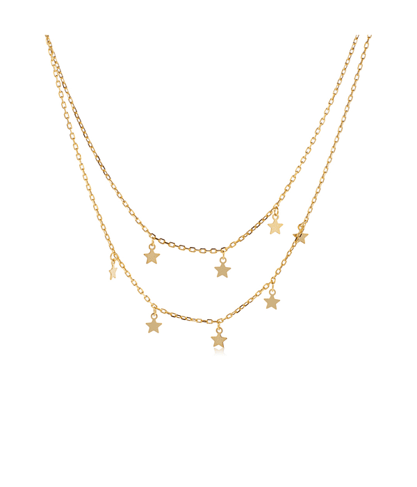 Collar de Plata Esterlina 925 Estrellas Bañado en Oro 18kt