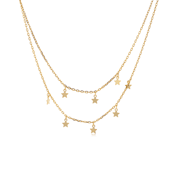 Collar de Plata Esterlina 925 Estrellas Revestido en Oro 18kt 1