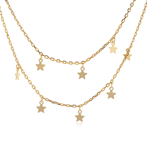 Collar de Plata Esterlina 925 Estrellas Bañado en Oro 18kt