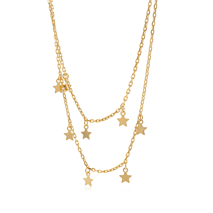 Collar de Plata Esterlina 925 Estrellas Revestido en Oro 18kt 3