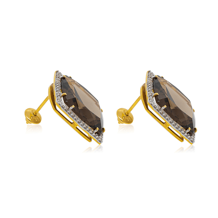 Aros de Diamante en Oro de 18 Kt Quarzo Fume 2