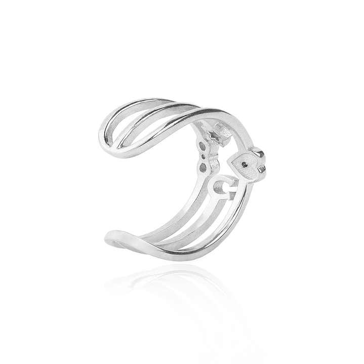 Anillo de Plata Esterlina 925 Abierto Corazon Herradura 2
