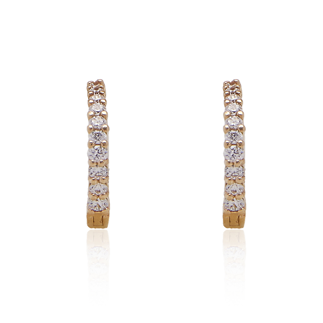 Aros de Oro 18 kt Modelo Argollas Circón 1