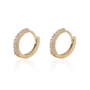 Aros de Oro 18 kt Modelo Argollas Circón