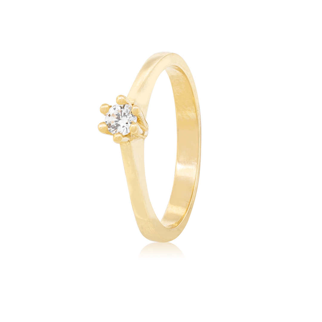 Anillo Compromiso de Oro 18kt Solitario Circón 6 grifas. 1