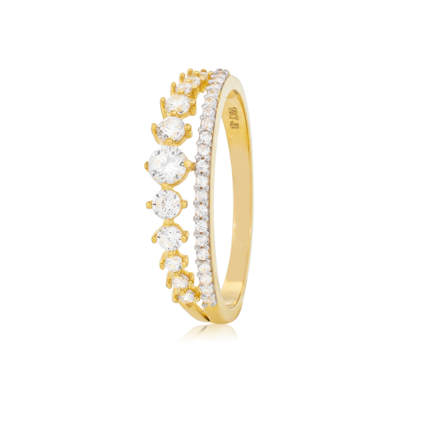 Anillo de Oro Amarillo 18kt Corona Doble Circonitas 1