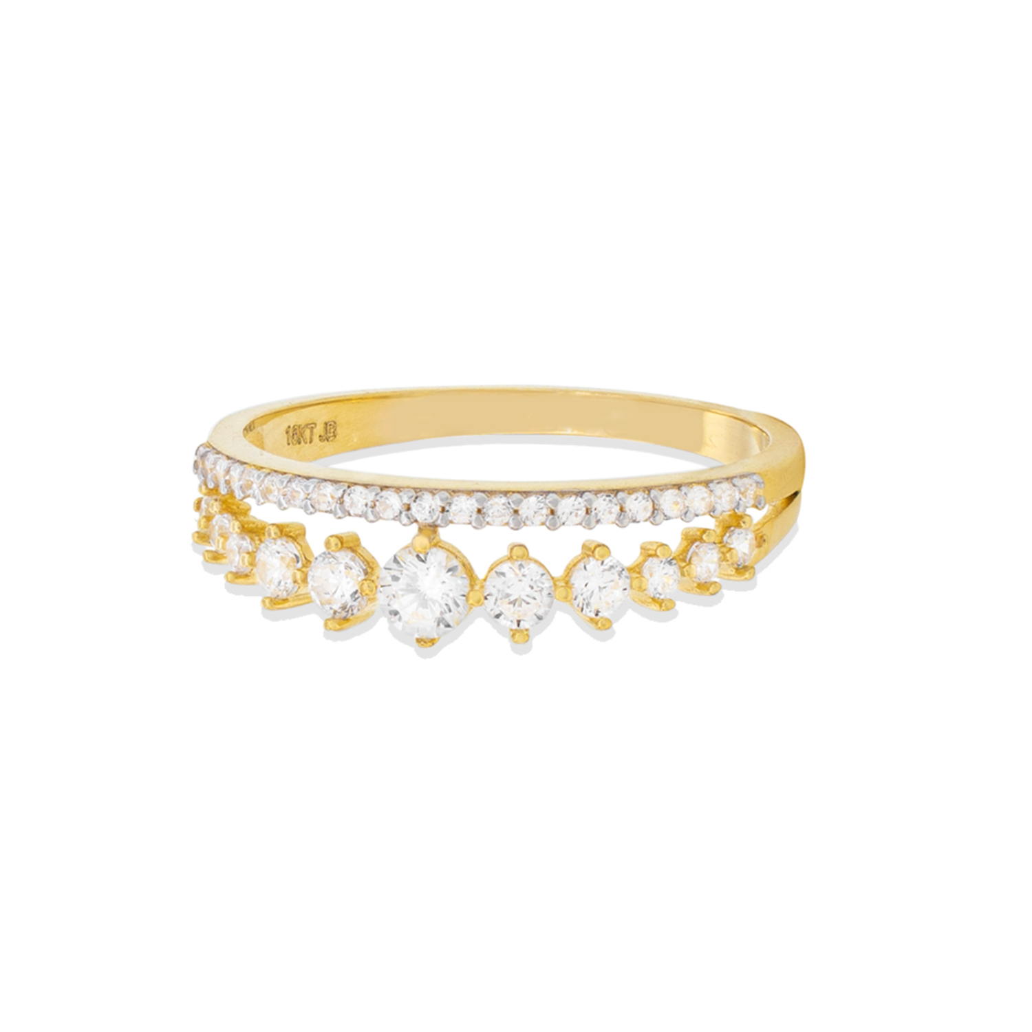 Anillo de Oro Amarillo 18kt Corona Doble Circonitas 3