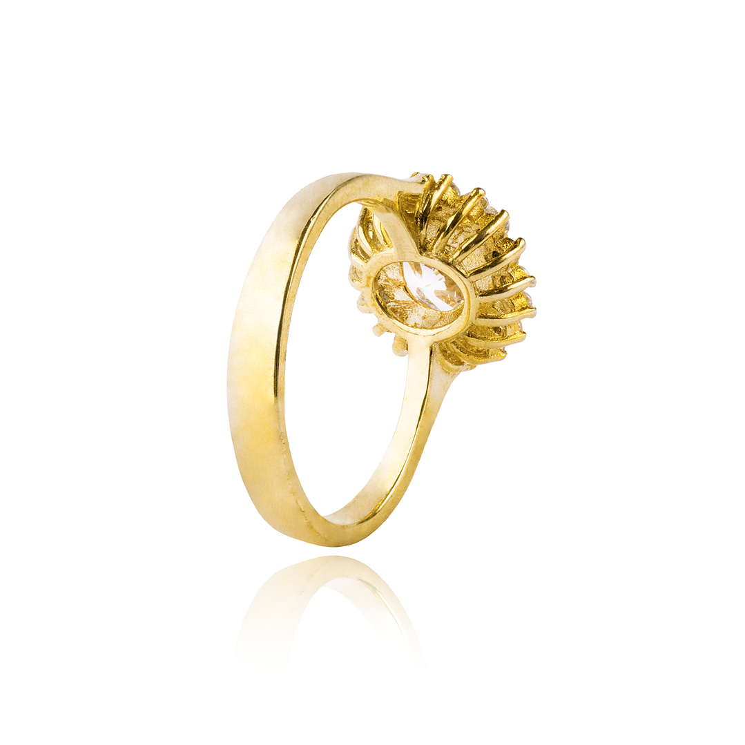 Anillo de Plata Esterlina 925 Girasol Revestido en Oro 18kt 3