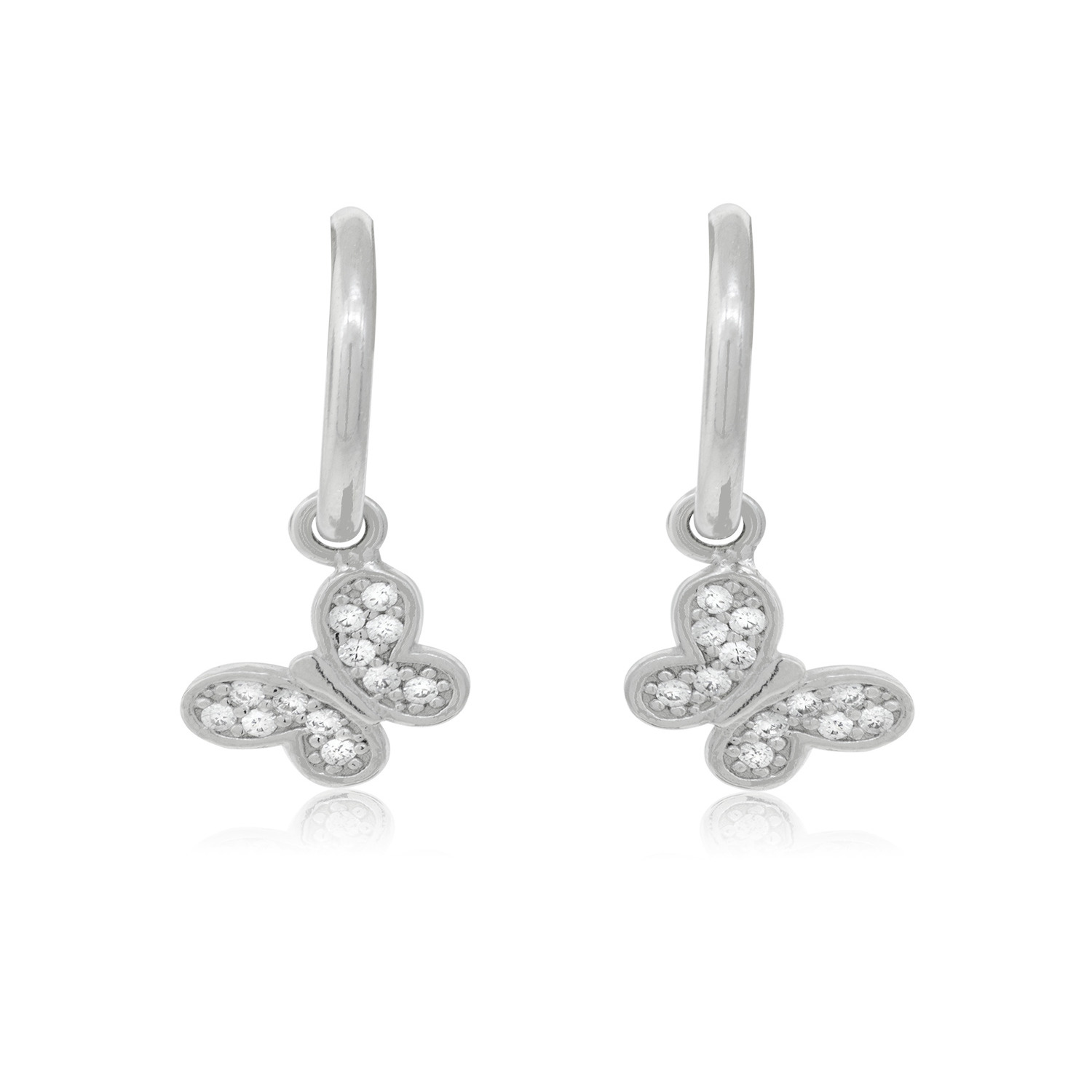 Aros de Plata Esterlina 925 Argollas Circonita Mariposa 1