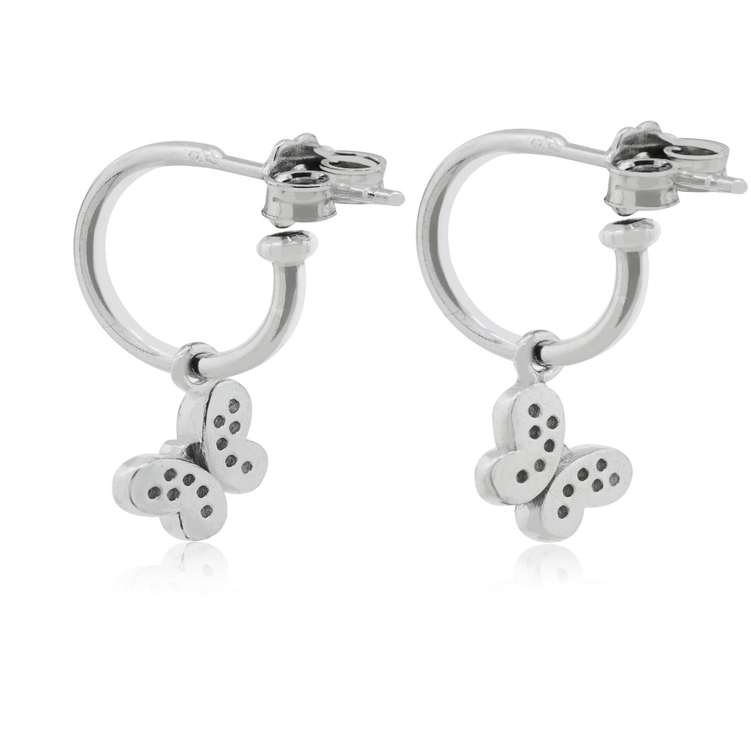 Aros de Plata Esterlina 925 Argollas Circonita Mariposa 2