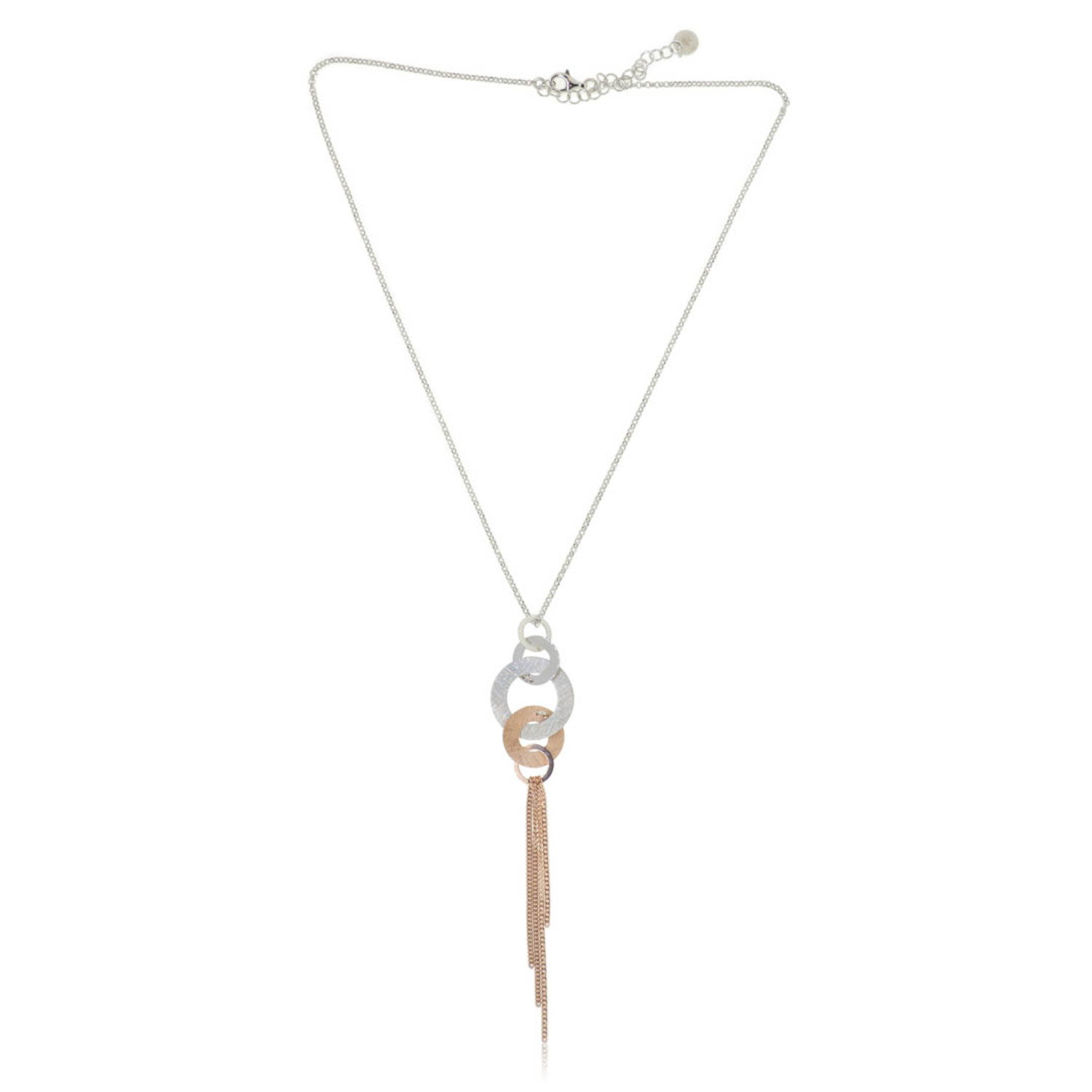 Collar de Plata Esterlina 925 Circulos Rose Revestido en Oro 18kt 3