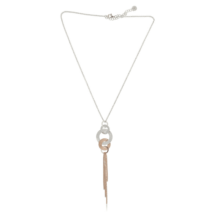 Collar de Plata Esterlina 925 Circulos Rose Revestido en Oro 18kt 3