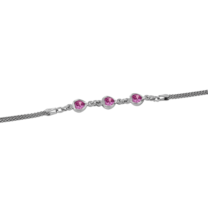 Pulsera de Plata Esterlina 925 Triple Rosa Francia 3