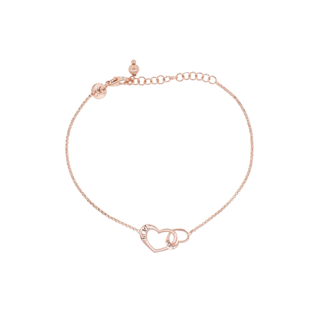 Pulsera de Plata Esterlina 925 Corazón Rose Revestido en Oro 18kt 1