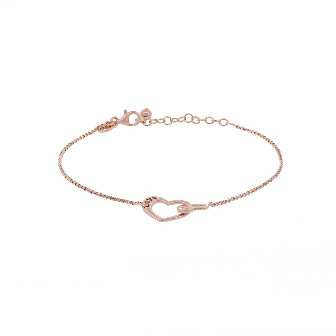 Pulsera de Plata Esterlina 925 Corazón Rose Revestido en Oro 18kt 2