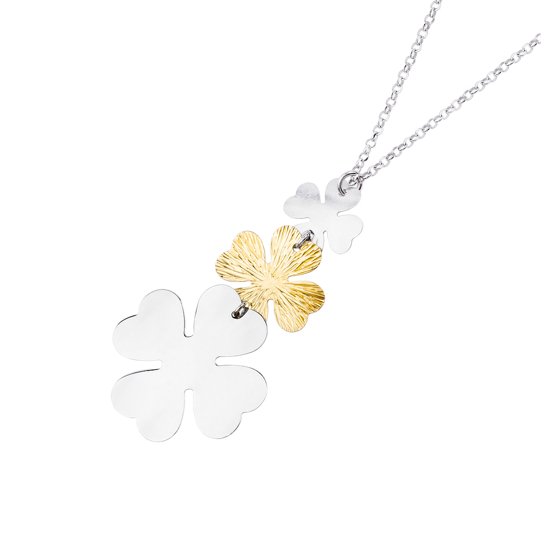 Collar de Plata Esterlina 925 Flores Bicolor 1