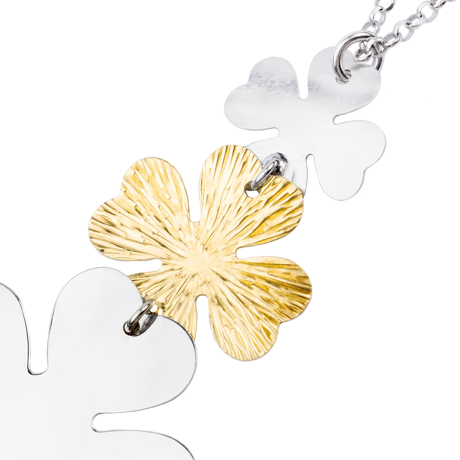 Collar de Plata Esterlina 925 Flores Bicolor 2