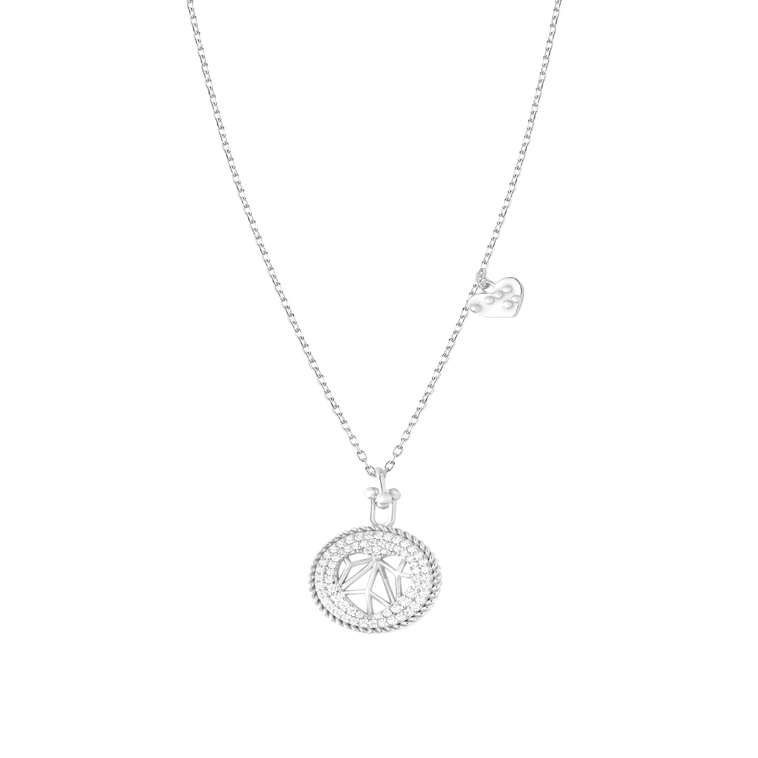 Collar de Plata Esterlina 925 Circulo Corazon Circon 3