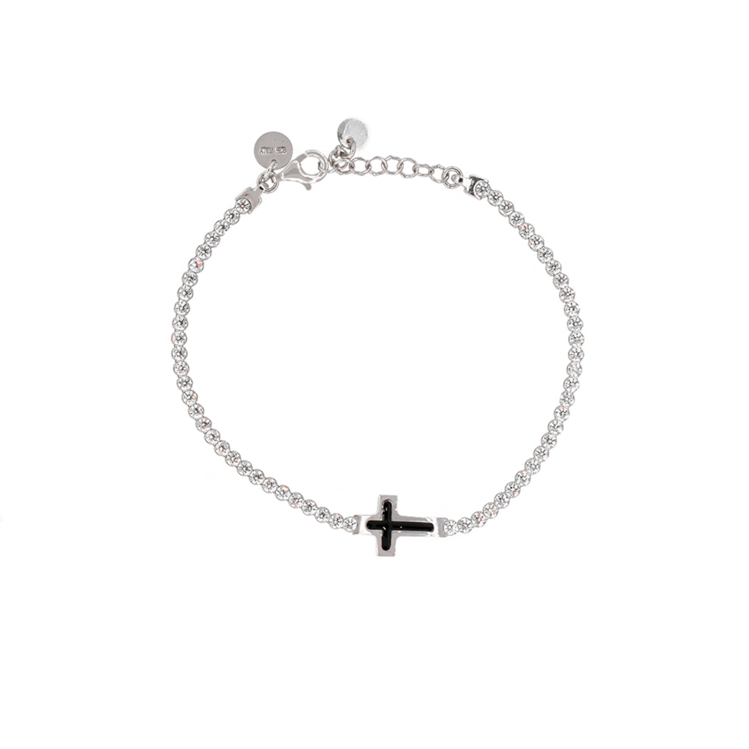 Pulsera de Plata Esterlina 925 Cruz Esmaltada Circon 1
