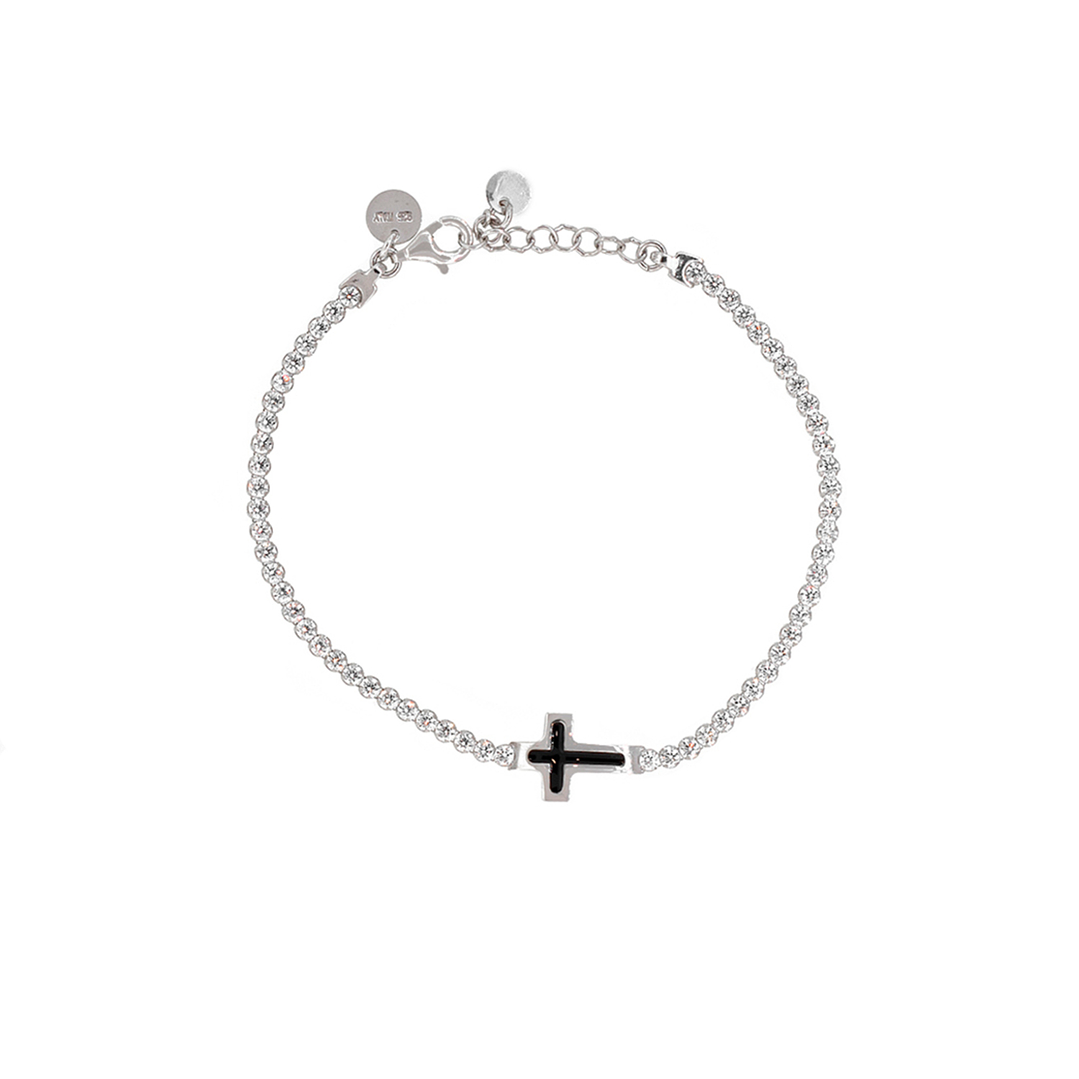 Pulsera de Plata Esterlina 925 Cruz Esmaltada Circon 1