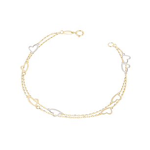 Pulsera de Oro 18kt Corazion Duo