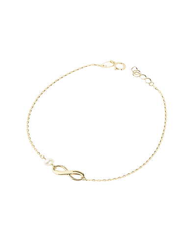 Pulsera de Oro 18kt Infinito Perla Cultivada