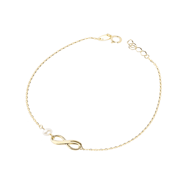 Pulsera de Oro 18kt Infinito Perla Cultivada