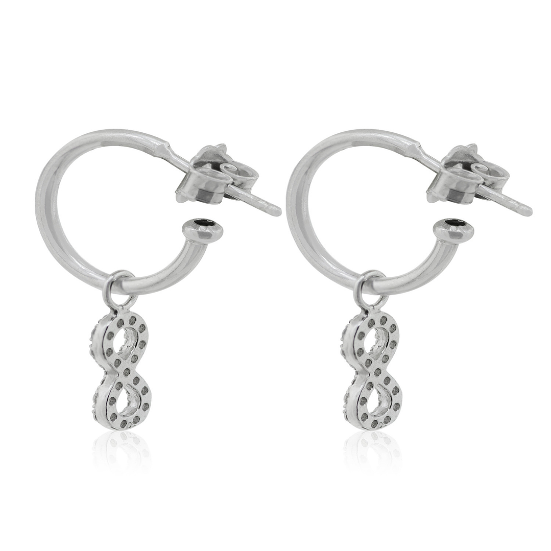 Aros de Plata Esterlina 925 Argollas Infinito Circonitas 2