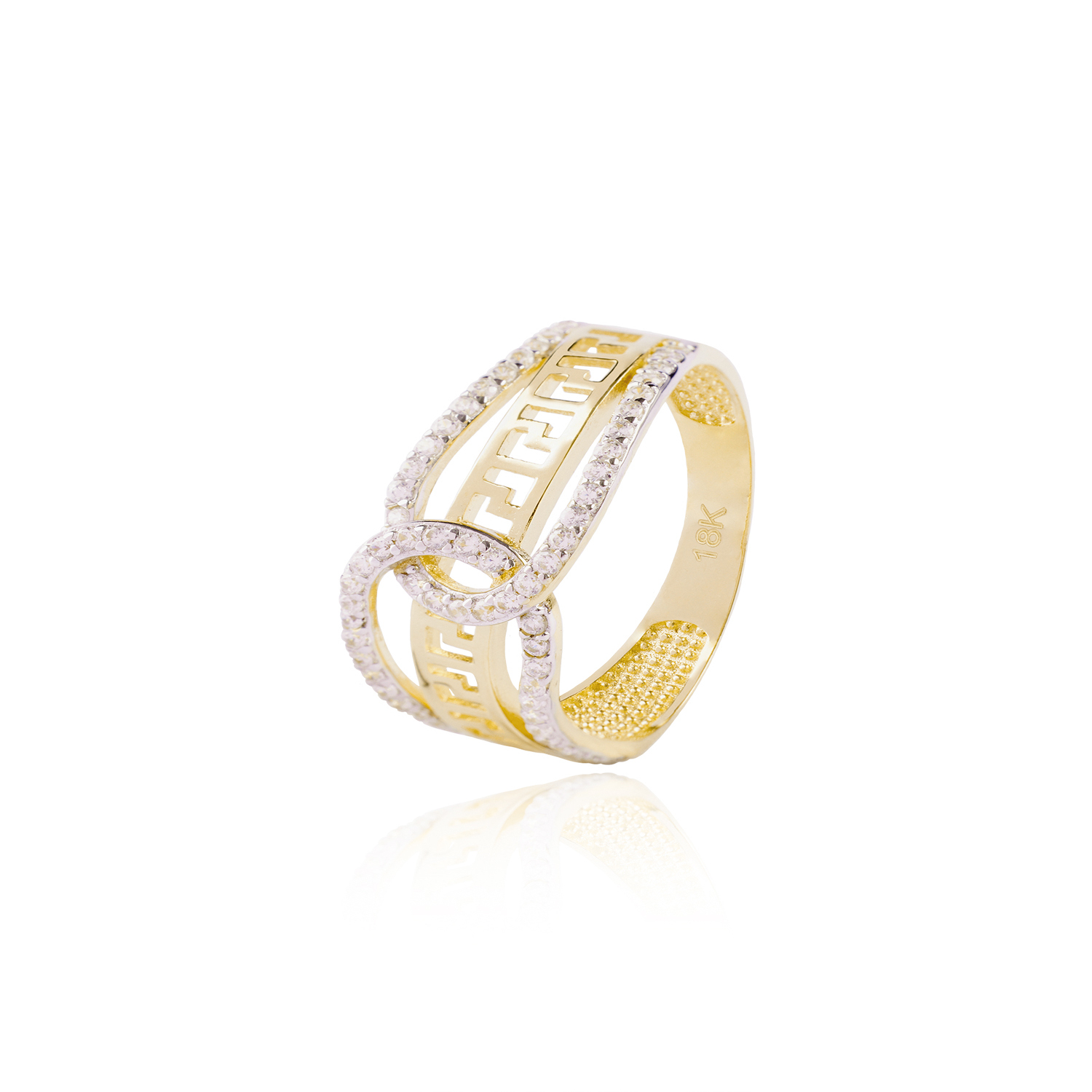 Anillo de oro 18kt Circón 1/2 Mex Cruzado 1
