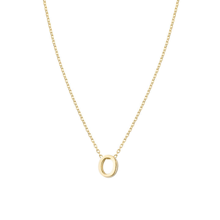 Collar de Plata Esterlina 925 Letra O Lisa Revestido en Oro 18kt 3