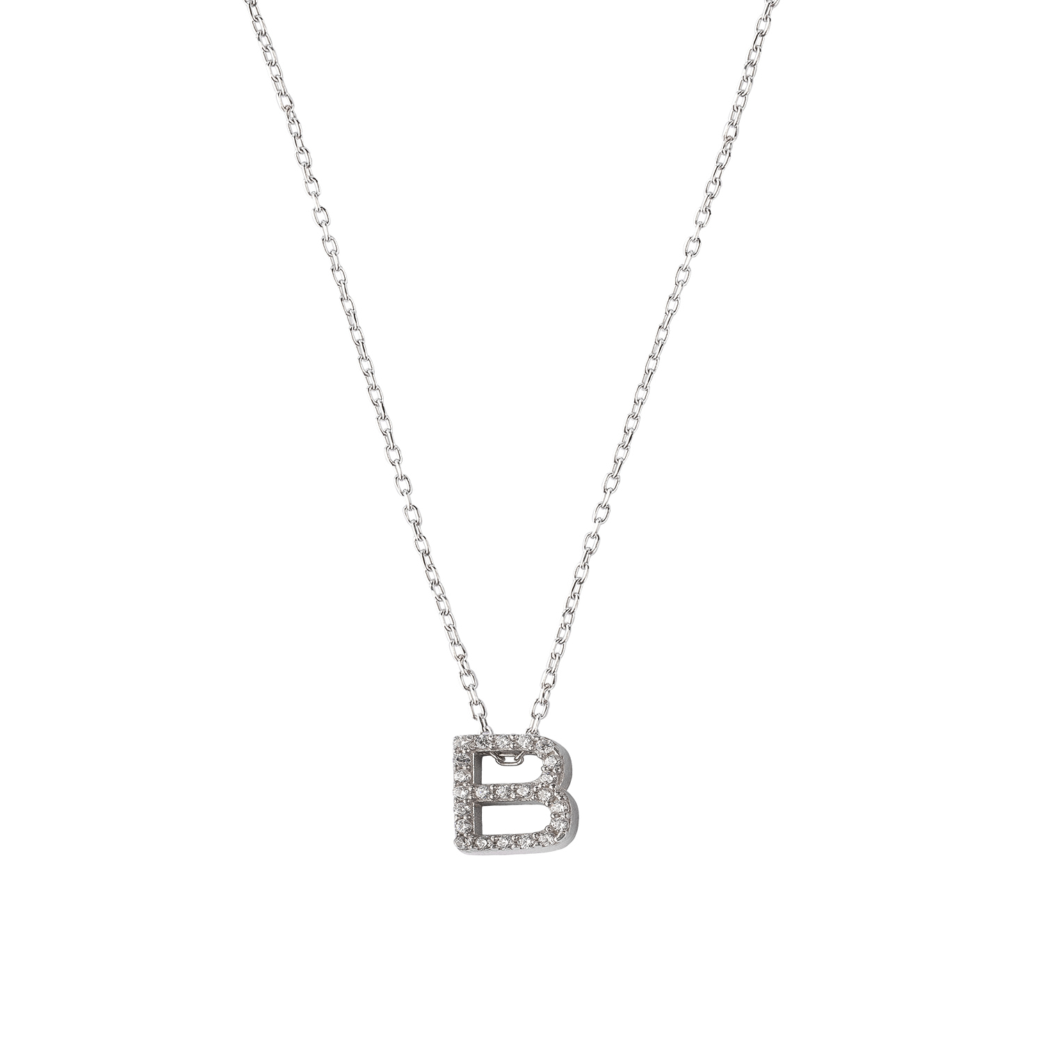Collar de Plata Esterlina 925 Letra B Circon 3
