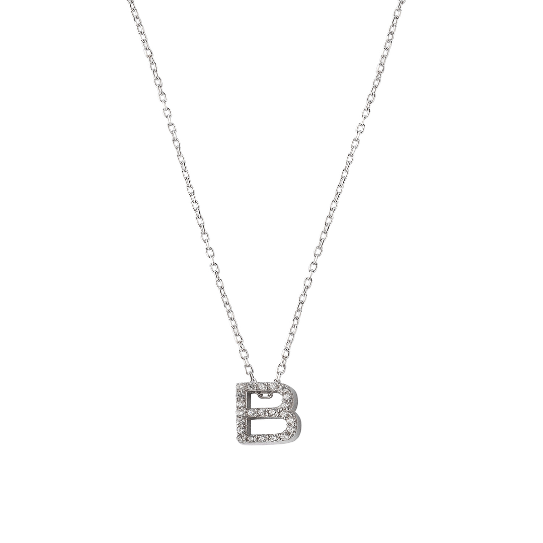 Collar de Plata Esterlina 925 Letra B Circon 3