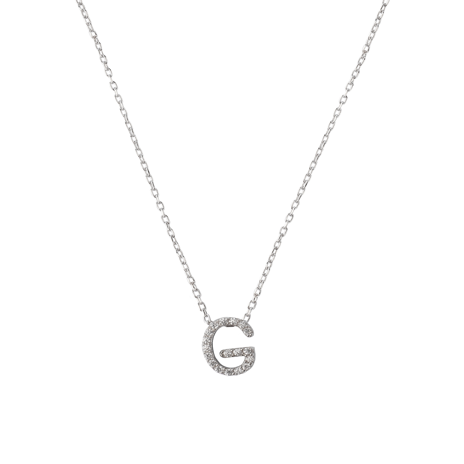 Collar de Plata Esterlina 925  Letra G Brillo 2