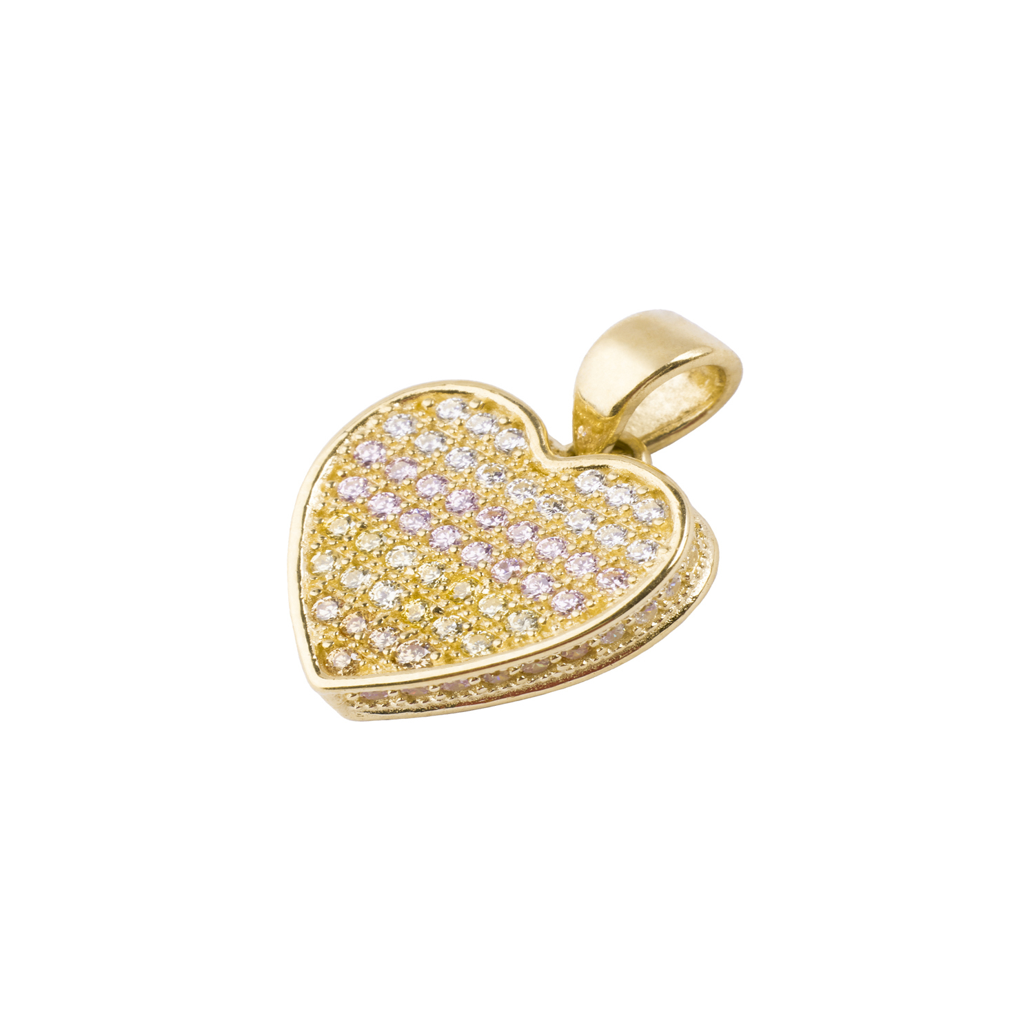Colgante de Oro 18kt Corazón circones alto 1
