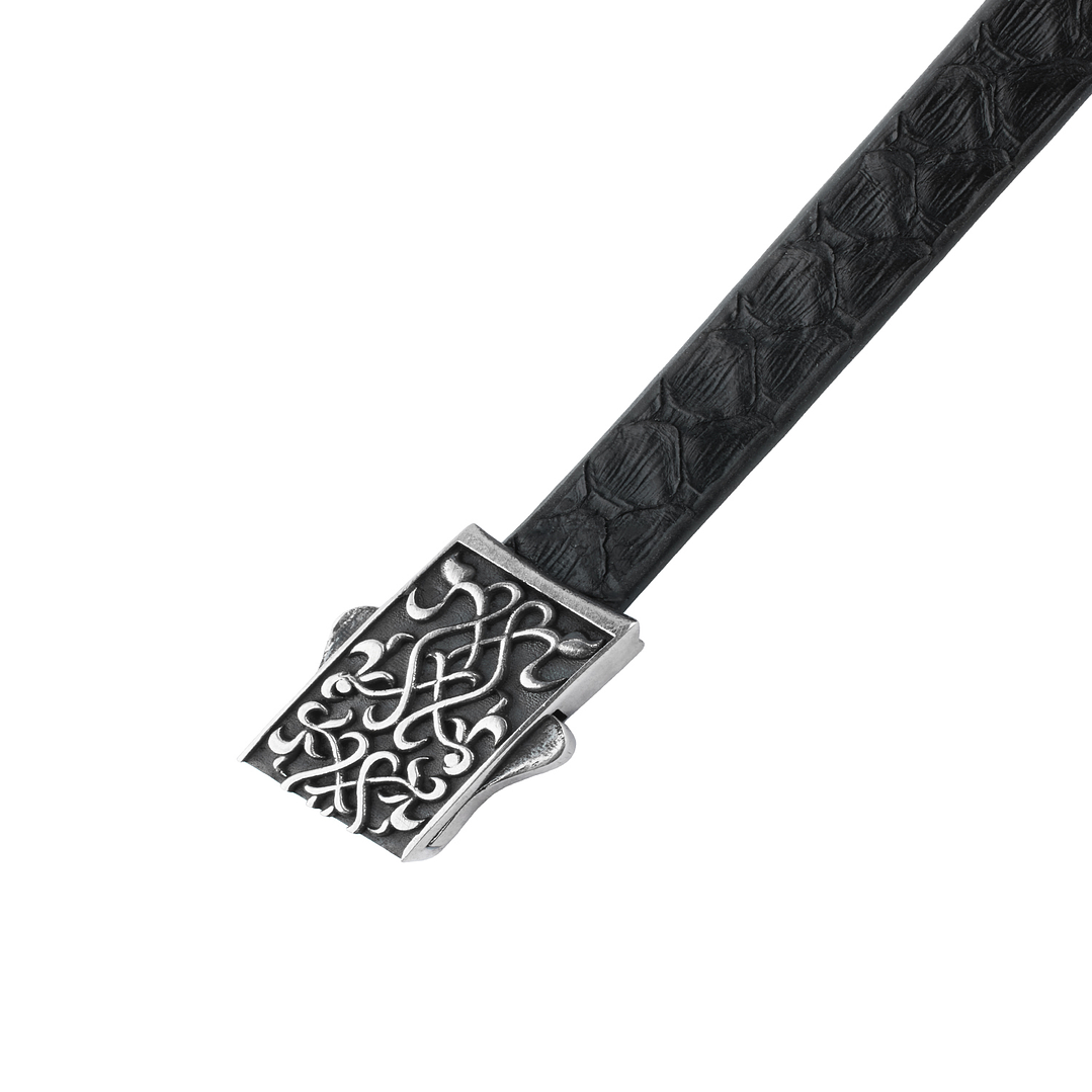 Pulsera de Plata Esterlina 925 Cuero Negro 2