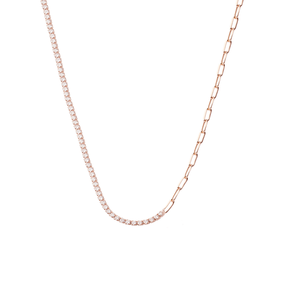 Collar de Plata Esterlina 925 Eslabones Rose Revestido en Oro 18kt 3