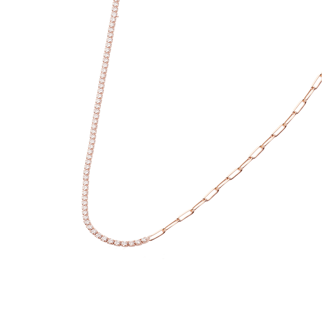 Collar de Plata Esterlina 925 Eslabones Rose Revestido en Oro 18kt 1