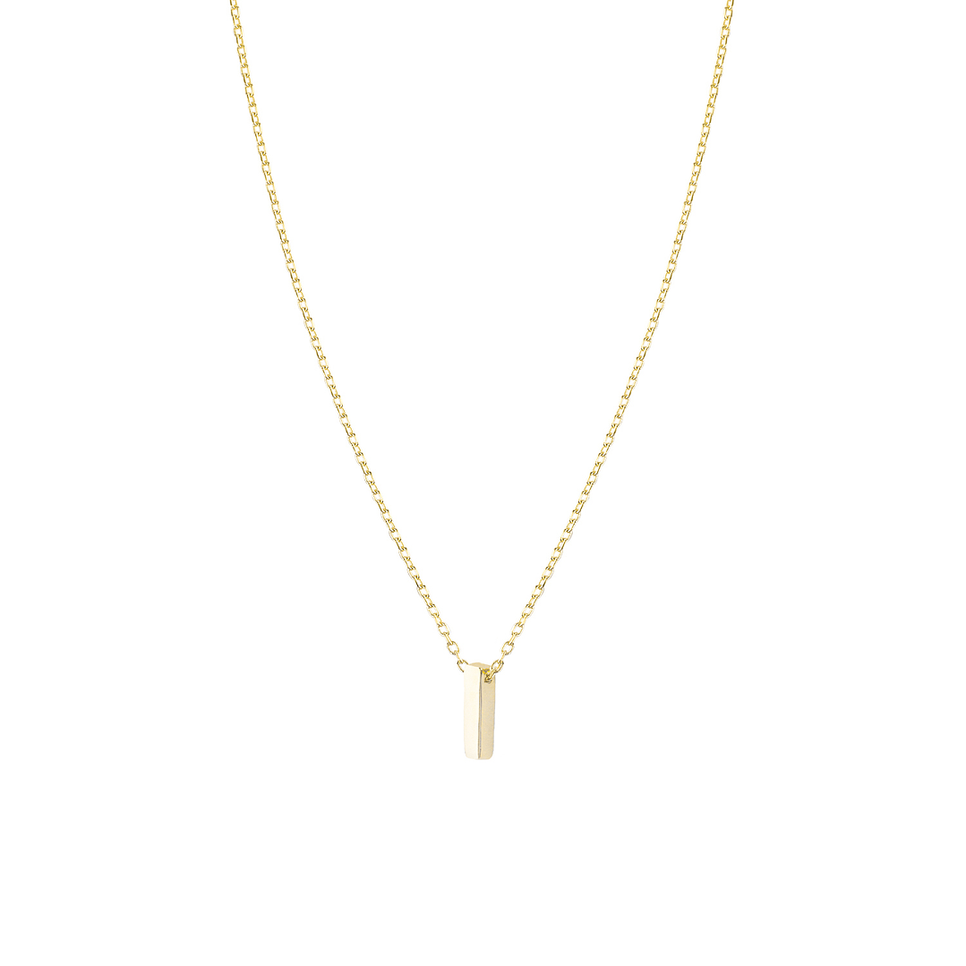 Collar de Plata Esterlina 925 Letra I Lisa Revestido en Oro 18kt 3