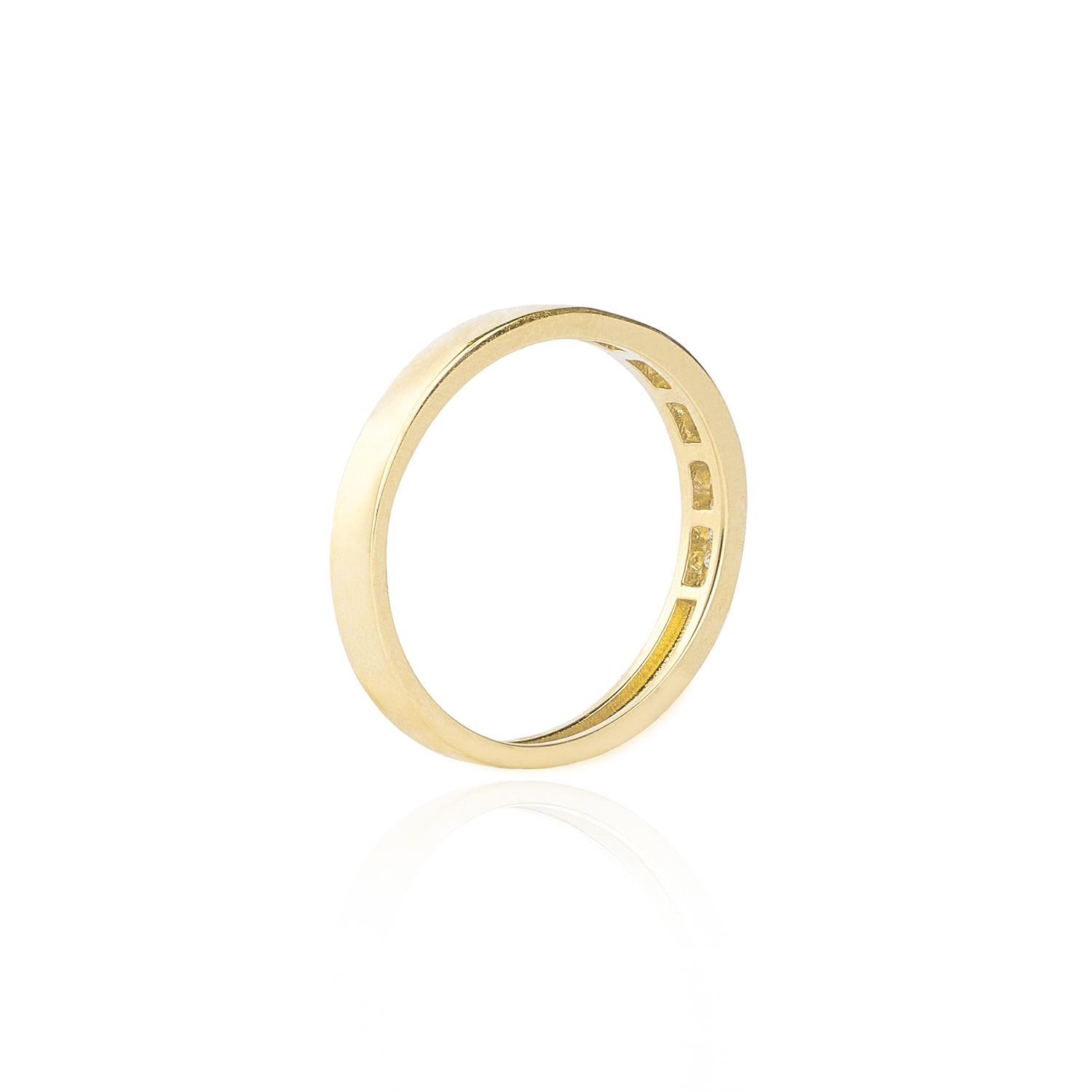 Anillo de Oro 18kt con Diamantes de 10 Pts Riel Corte Brillante SI/H 3