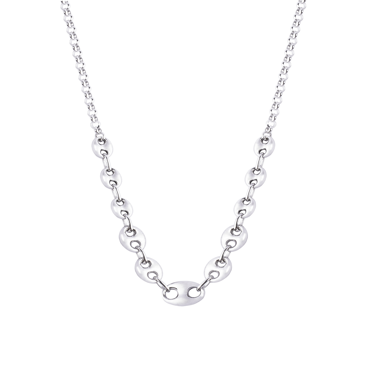 Collar de Plata Esterlina 925 Eslabones Grandes y Pequeños 3