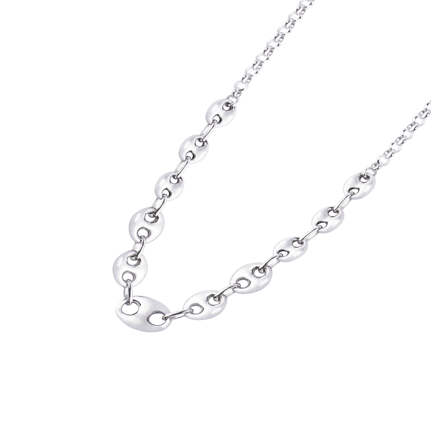 Collar de Plata Esterlina 925 Eslabones Grandes y Pequeños 1