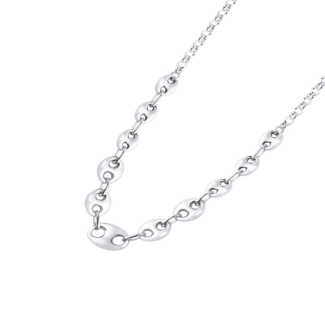 Collar de Plata Esterlina 925 Eslabones Grandes y Pequeños 1