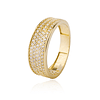 Anillo de Oro 18kt Triple Cintillo Circón con Bolitas