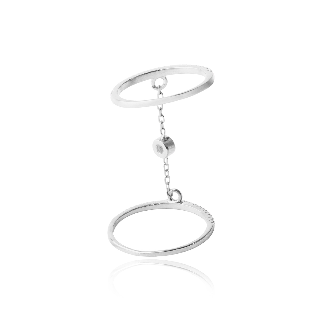 Anillo de Plata Esterlina 925 Cadena Doble 3