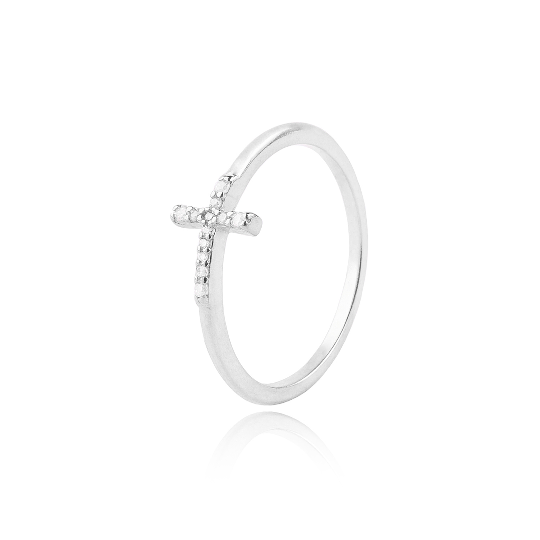 Anillo de Plata Esterlina 925 Cruz Circon 1