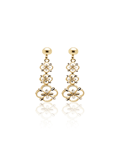 Aros de Oro 18kt Tres Flor Bitono