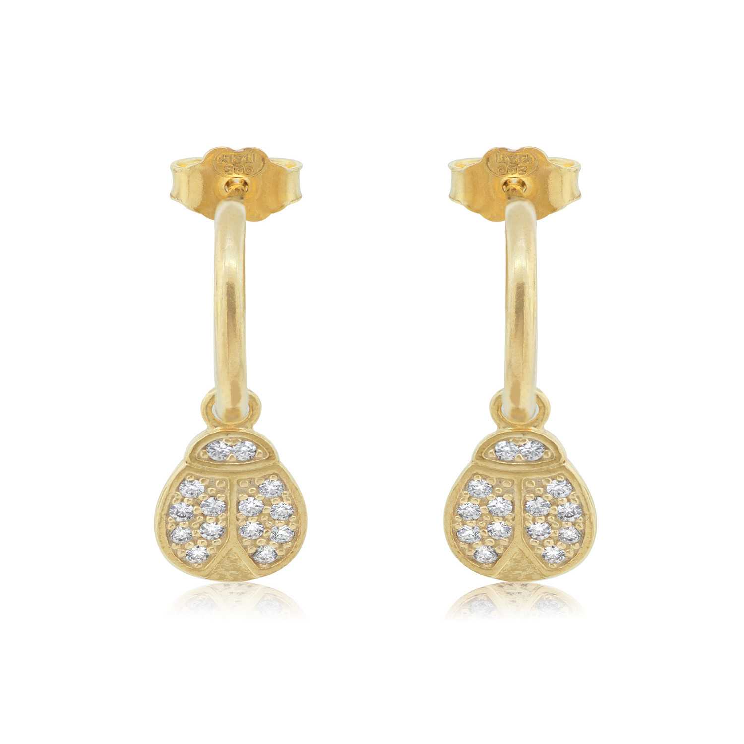 Aros de Plata Esterlina 925 Chinita Circonita Revestida en Oro 1