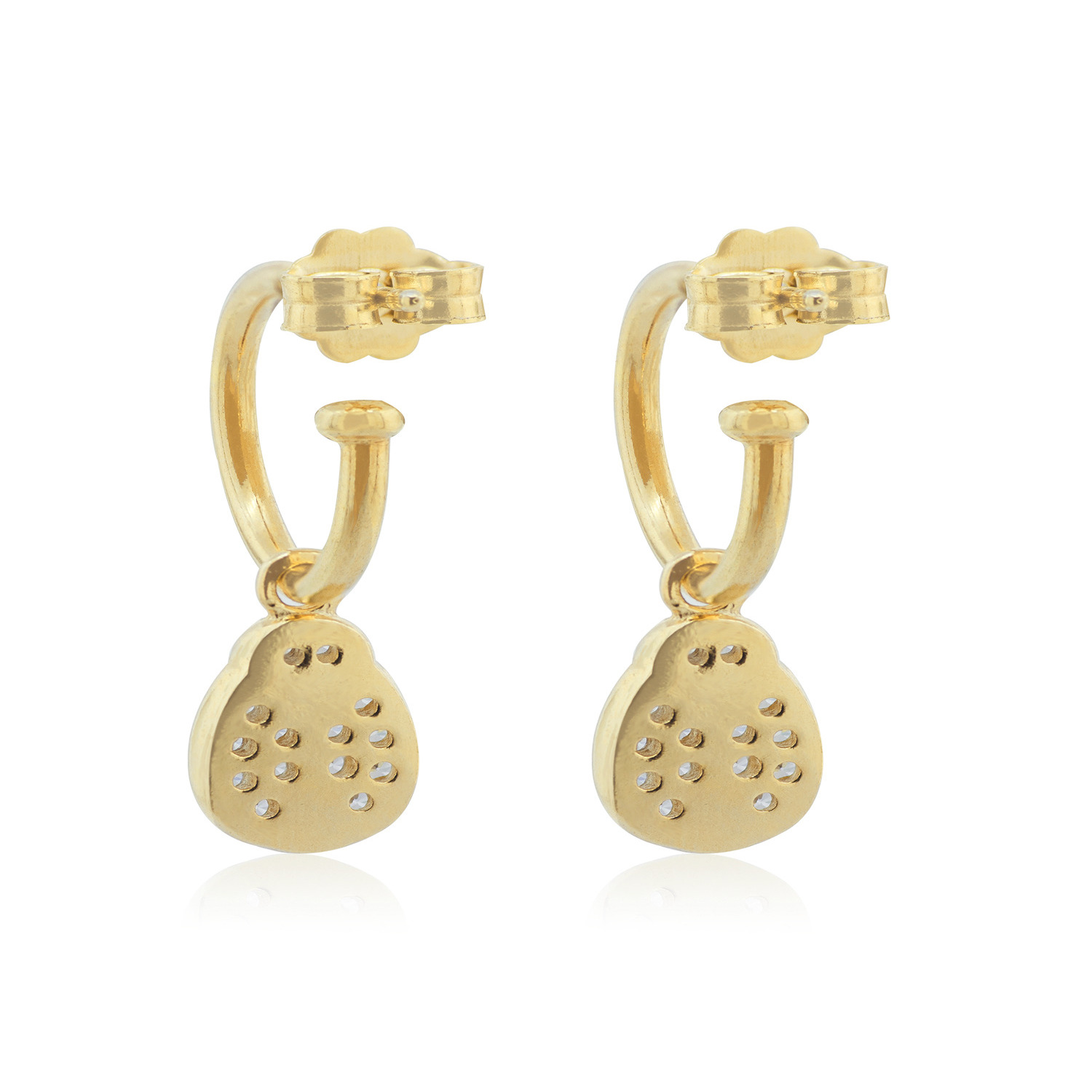 Aros de Plata Esterlina 925 Chinita Circonita Revestida en Oro 2